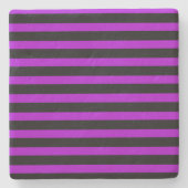 紫と黒のストライプ | ストーンコースター (正面)