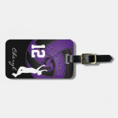 紫と黒のスポーティバレーボール ラゲッジタグ (正面横)