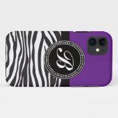 紫と黒のゼブラ印刷モノグラムiPhoneケース Case-Mate iPhoneケース (裏面(横))