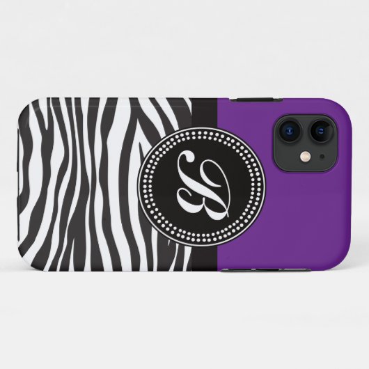 紫と黒のゼブラ印刷モノグラムiPhoneケース Case-Mate iPhoneケース (裏面(横))