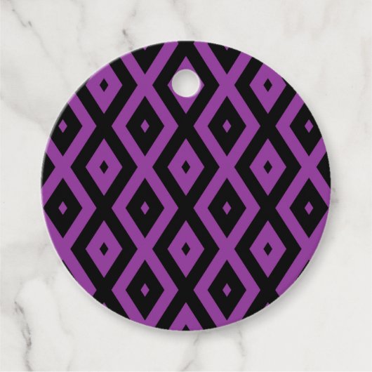 紫と黒のダイヤモンドパターン フェイバータグ (正面)