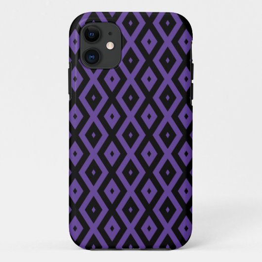 紫と黒のダイヤモンドパターン Case-Mate iPhoneケース (裏面)