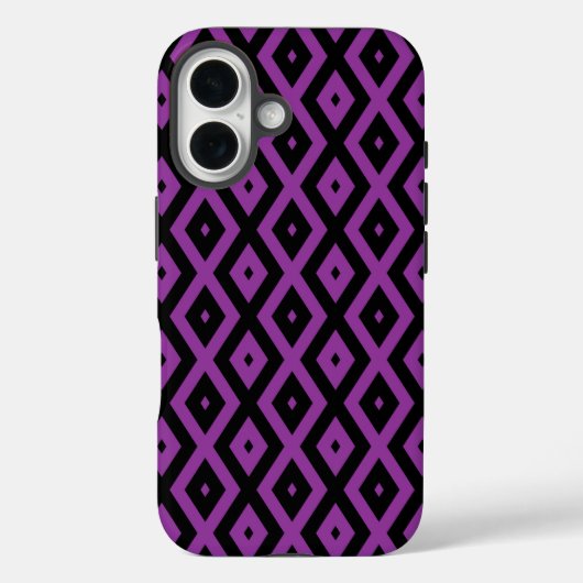 紫と黒のダイヤモンド柄 Case-Mate iPhoneケース (裏面)