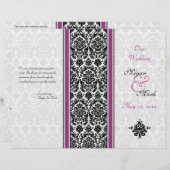 紫と黒のダマスクの結婚式プログラム (正面/裏面)