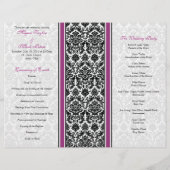 紫と黒のダマスクの結婚式プログラム (裏面)