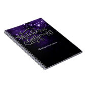 紫と黒のダマスク柄 ハロウィン 魔法使いの集会 ノートブック (右側)