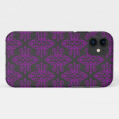 紫と黒のダマスク模様 Case-Mate iPhoneケース (裏面(横))