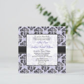 紫と黒のダマスク結婚式の招待状 招待状 (スタンド正面)