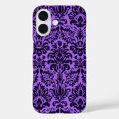 紫と黒のダマスク Case-Mate iPhoneケース (裏面)