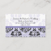 紫と黒のダマスコウェディングテーブルの座席表 プレイスカード (裏面)