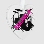紫と黒のテックスおもしろいを持つドラマー・ガグランジール  オーナメント (正面)