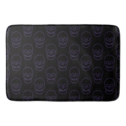 紫と黒のドクロ バスマット (正面)