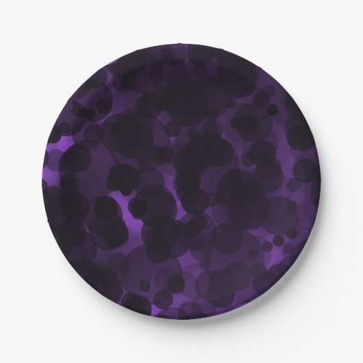 紫と黒のドットシモダンックパーティーエレガント ペーパープレート (正面)