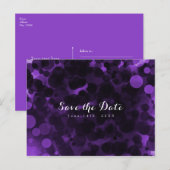 紫と黒のドット モダンパーティー セーブ・ザ・デート 案内ポストカード (正面/裏面)