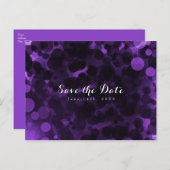 紫と黒のドット モダンパーティー Save the Date 案内ポストカード (正面/裏面)