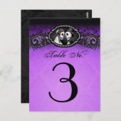 紫と黒のハロウィーンスケルトンテーブル番号 ポストカード (正面/裏面)