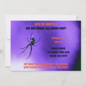 紫と黒のハロウィーン怖い黒のクモ 招待状 (正面)