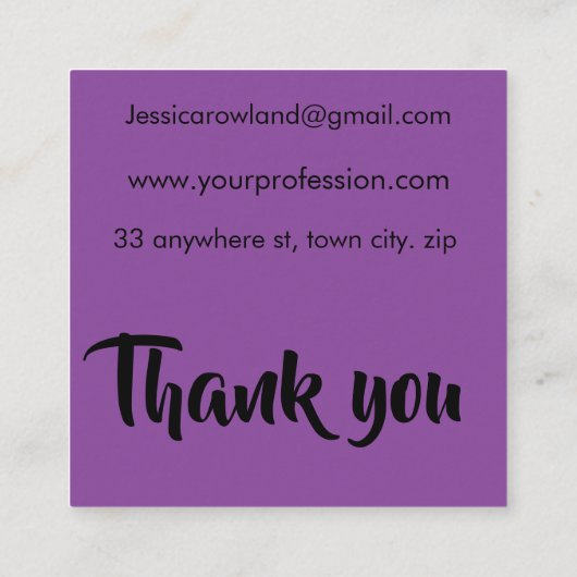 紫と黒のハロウィーン水玉模様 スクエア名刺 (裏面)