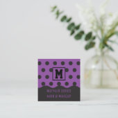 紫と黒のハロウィーン水玉模様 スクエア名刺 (スタンド正面)