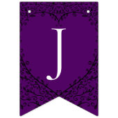 紫と黒のハートの結婚バンティング バンティングフラッグ (第3の旗)