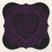 紫と黒のハートゴシック結婚のコースター ペーパーコースター (正面)