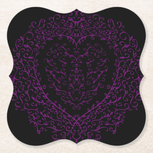 紫と黒のハートゴシック結婚のコースター ペーパーコースター