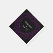 紫と黒のハートゴシック結婚ズのナプキン スタンダードカクテルナプキン (角)