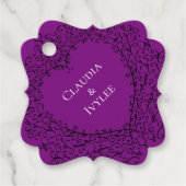 紫と黒のハートゴシック結婚式の引き出物ラベル フェイバータグ (正面)