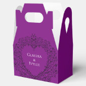 紫と黒のハートゴシック結婚式の引き出物箱 フェイバーボックス (オープン)