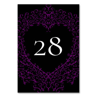 紫と黒のハート結婚ゴシックの表番号 テーブルナンバー