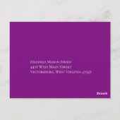 紫と黒のハート結婚ゴシックの返信カード ポストカード (裏面)