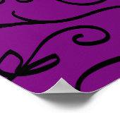 紫と黒のハート結婚ゴシック式のサイン ポスター (角)