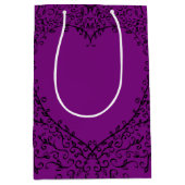 紫と黒のハート結婚ゴシック抱き枕 ミディアムペーパーバッグ (正面)