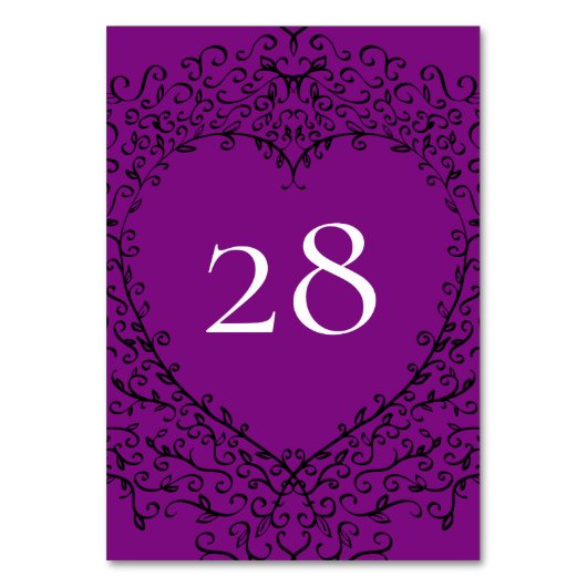 紫と黒のハート結婚ズ テーブルナンバー (正面)