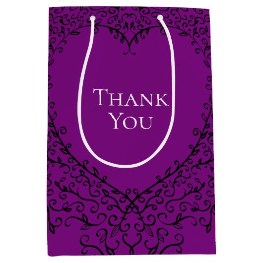 紫と黒のハート結婚ズ ミディアムペーパーバッグ (正面)