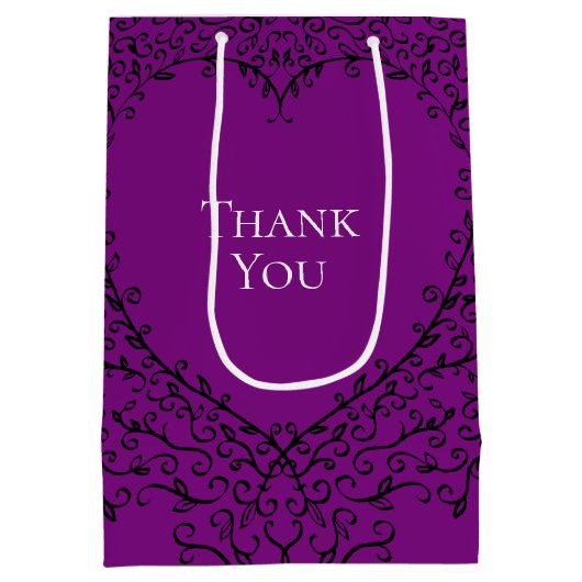 紫と黒のハート結婚ズ ミディアムペーパーバッグ (裏面)