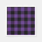 紫と黒のバッファローチェックの格子模様 スタンダードカクテルナプキン (正面)