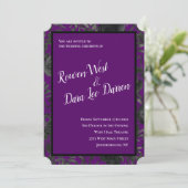 紫と黒のバラゴシック結婚式招待状 招待状 (スタンド正面)