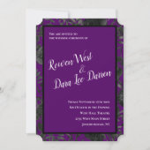 紫と黒のバラゴシック結婚式招待状 招待状 (正面)