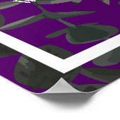 紫と黒のバラゴシック結婚様式の式サイン ポスター (角)