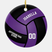 紫と黒のバレーボール セラミックオーナメント (裏面)
