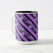 紫と黒のパターストライプのンマググ ツートーンマグカップ (正面左)