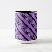 紫と黒のパターストライプのンマググ ツートーンマグカップ (中央)