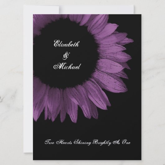 紫と黒のヒマワ結婚リの大きさ 招待状 (裏面)