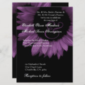 紫と黒のヒマワ結婚リの大きさ 招待状 (正面/裏面)