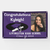 紫と黒のビニールの卒業写真 横断幕 (横)