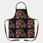 紫と黒のファンタジー金ゴールドドラゴン エプロン (正面)