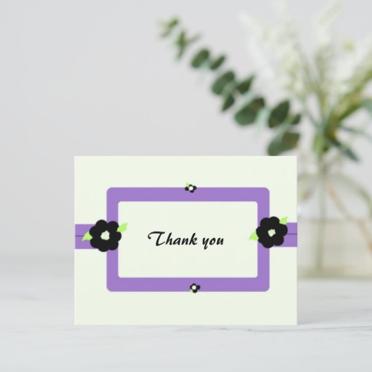 紫と黒のフローラありがとう ポストカード (スタンド正面)
