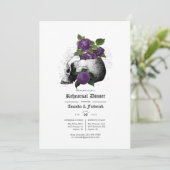 紫と黒のフローラゴシック様式のリハーサルディナー 招待状 (スタンド正面)