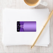 紫と黒のフローラハートラベル – 空白の ラベル (インサイチュ)